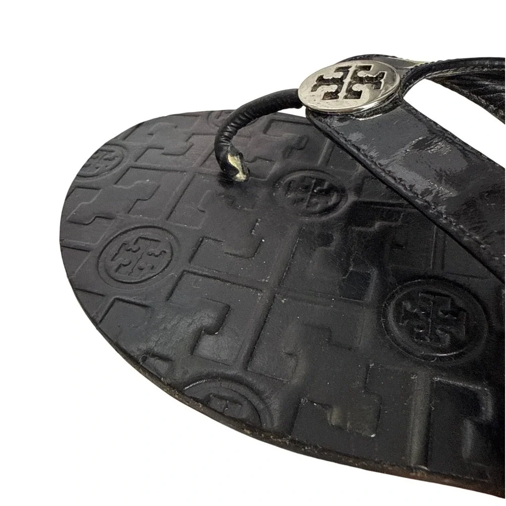 Tory Burch Patent Leather Thong Strap Sandals Women's Size US 7 Casual Flip Flop